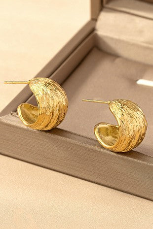 Textured Huggie Earrings