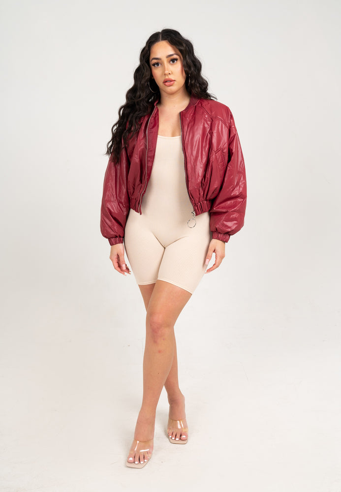 Heidi Oversized Bomber Jacket l Burgundy