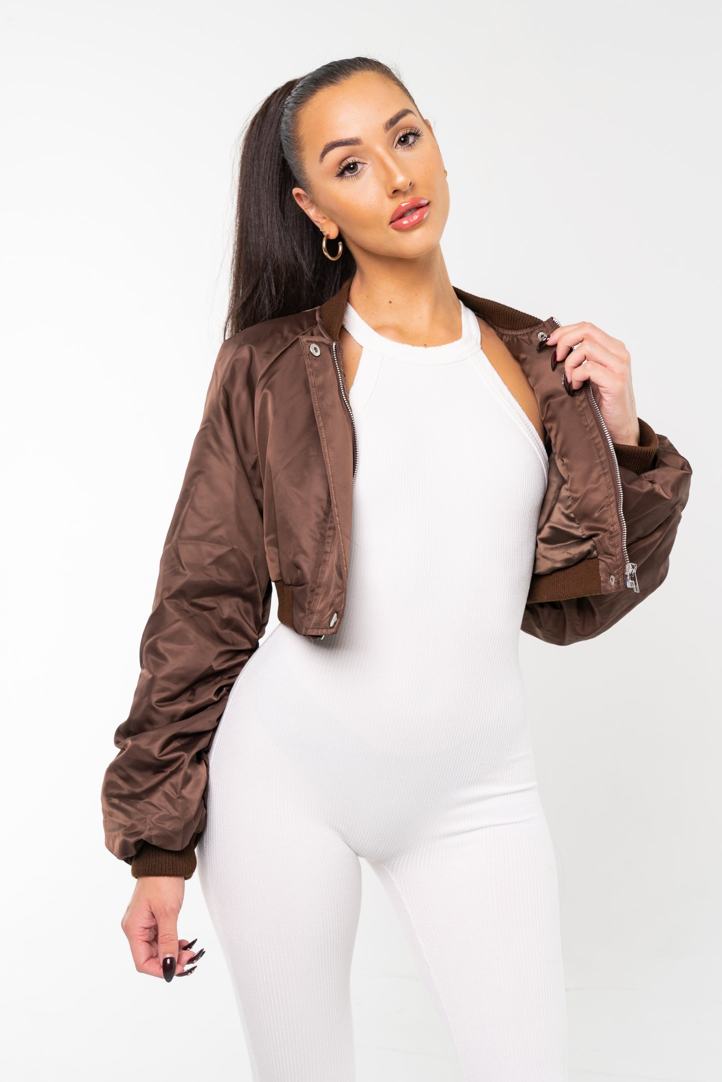 
                  
                    Lena Cropped Bomber Jacket
                  
                